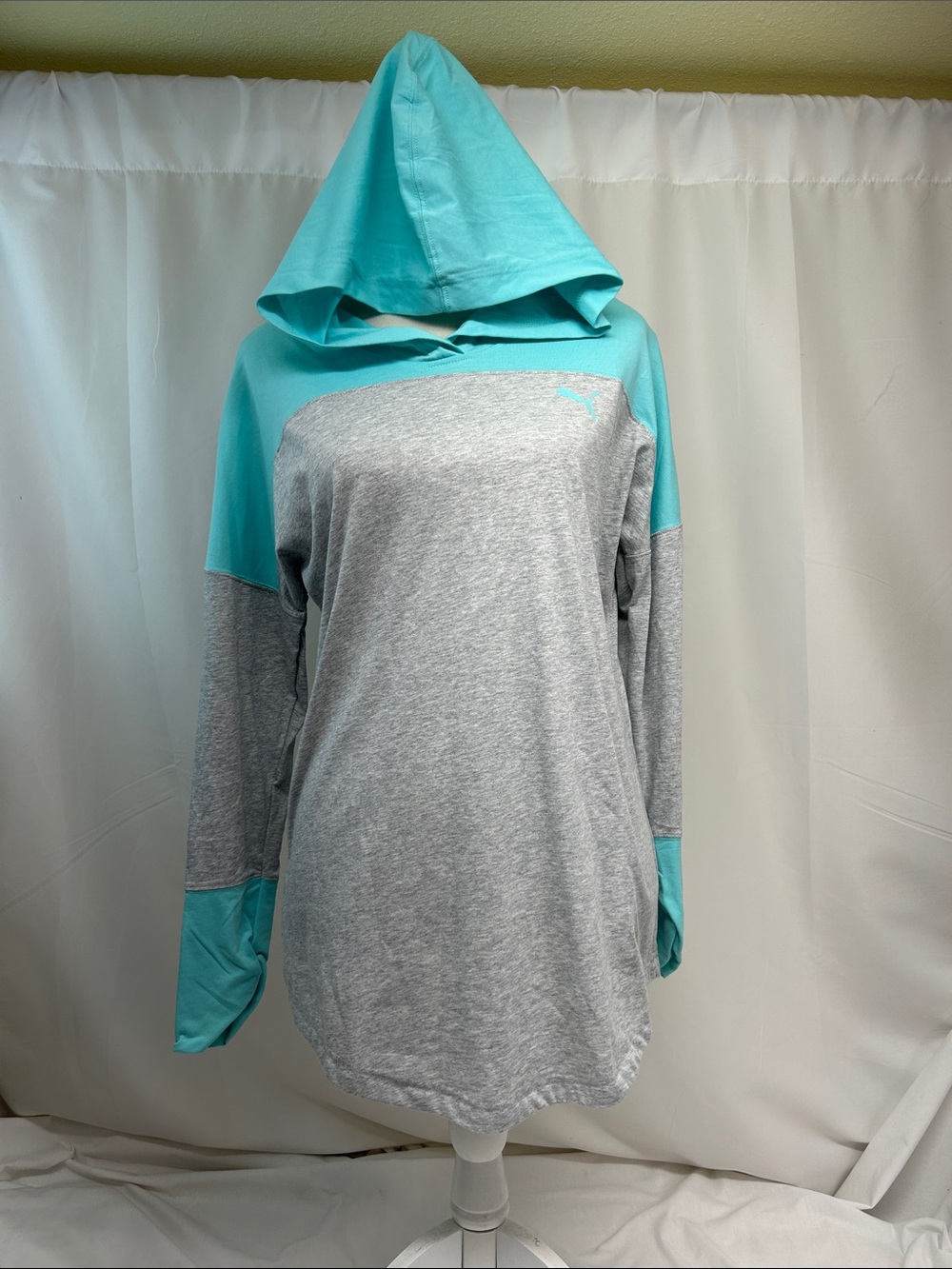 Puma Womens Mint Green & Gray Hooded Pullover Size Large